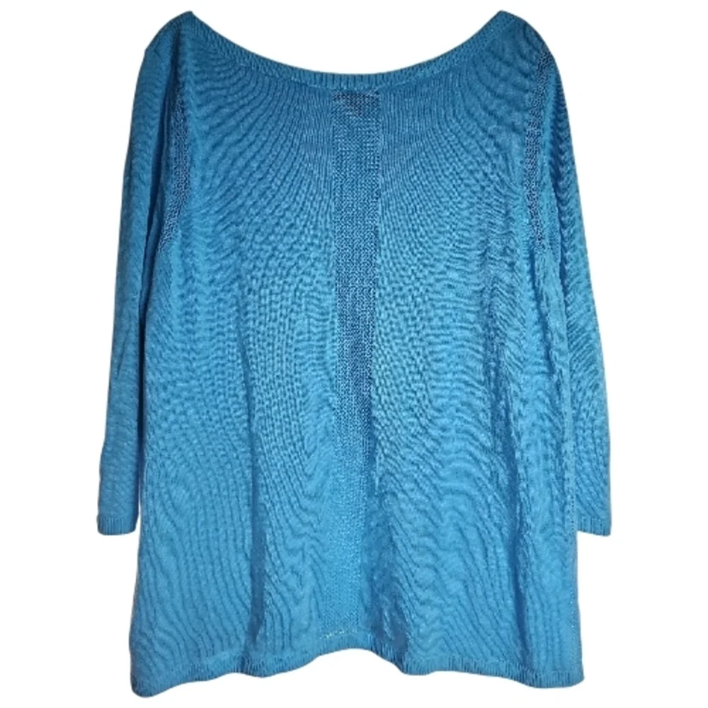 TALBOTS | Light Blue Linen Blend Preppy Breathable‎ Scoop Neck Knit Sweater | L